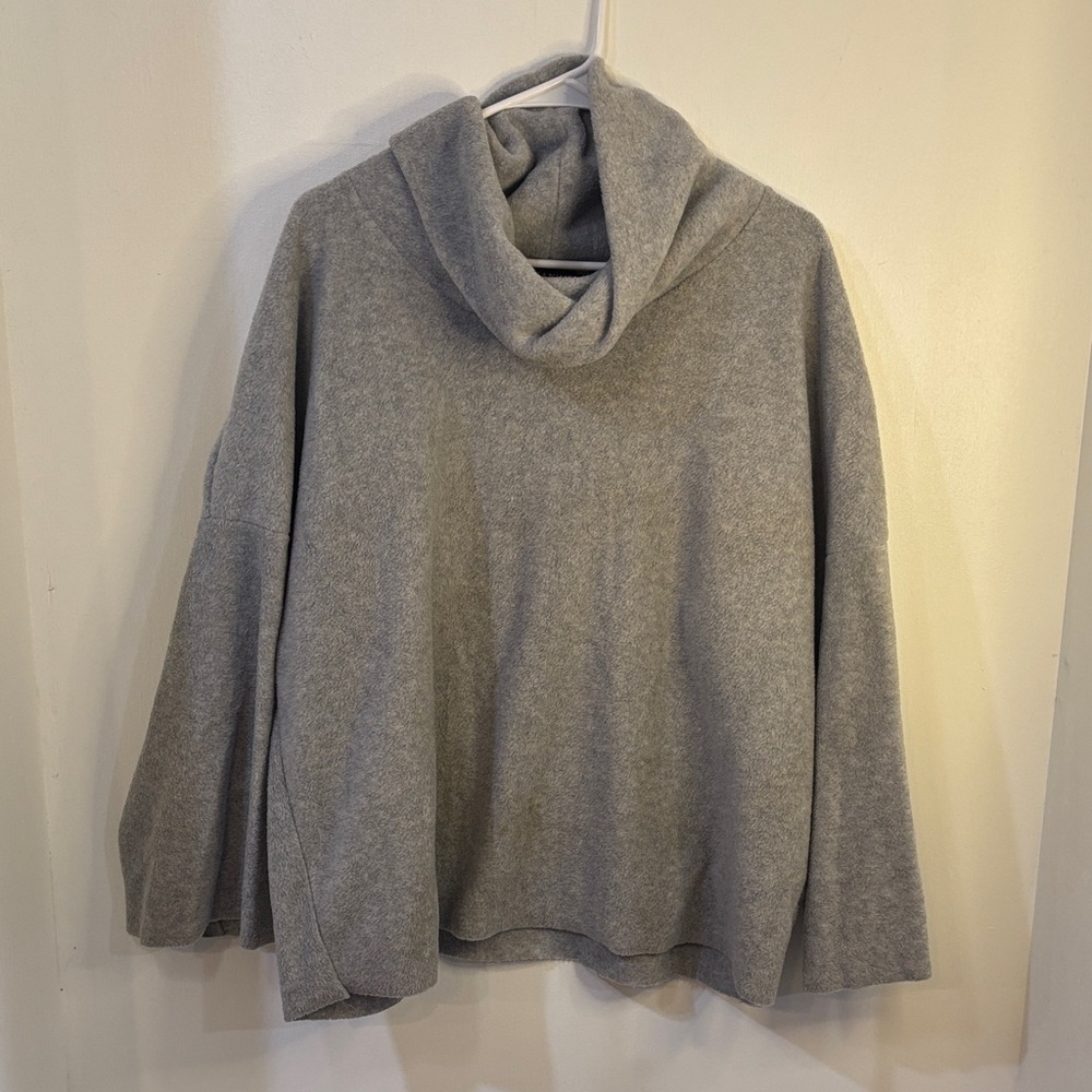 Imanimo Cozy Gray Fleece Cowl Neck Maternity Sweater